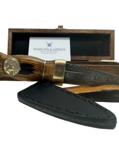Brass Clan Crest Oak Scotch Whisky Barrel Damascus Sgian Dubh 006 - Pharlain & Lennox
